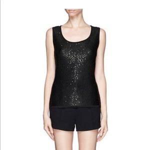 St John Caviar Scoop Neck Tank Sparkly Blouse